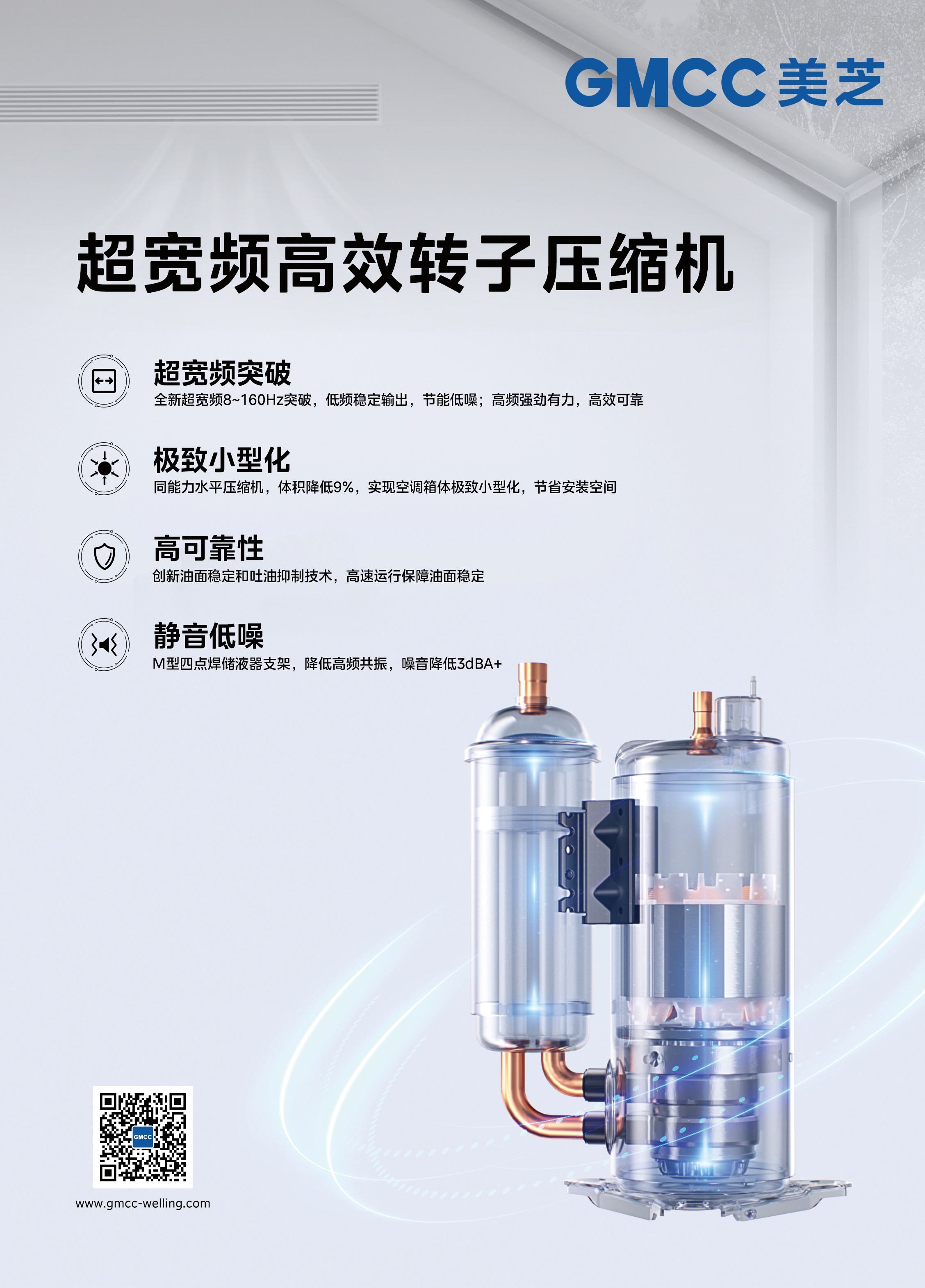 Ultra wideband high-efficiency rotary compressor